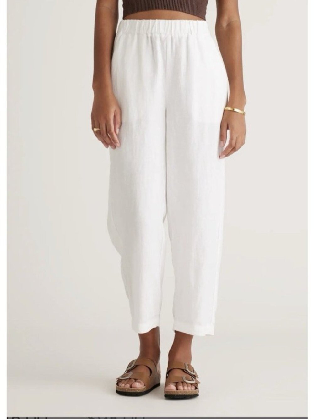 Quince Women’s 100% European Linen Pull On Crop Pants White Size S - Picture 3 of 16